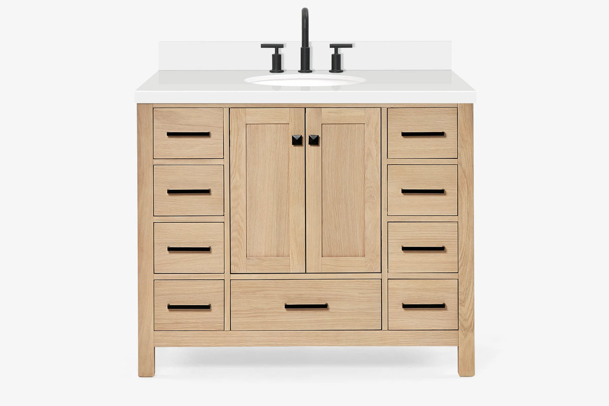 Ariel cambridge(42" & 43") single oval sink vanity with marble (0.75",1.5" & 2") in countertop
