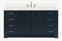 Ariel taylor (66"& 67") single rectangle sink vanity with  marble countertop (0.75"&1.5") edge.