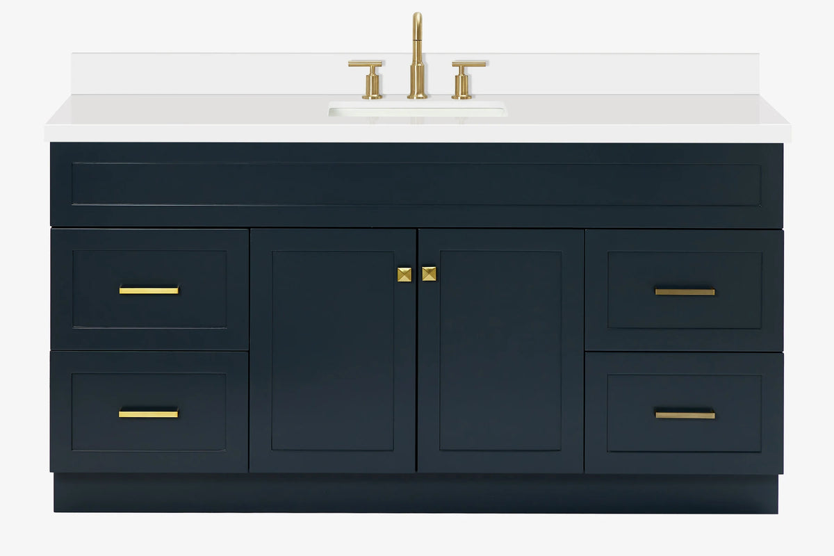 Ariel hamlet(66"&67") inch single rectangle sink vanity with marble countertop (0.75"&1.5") edge.