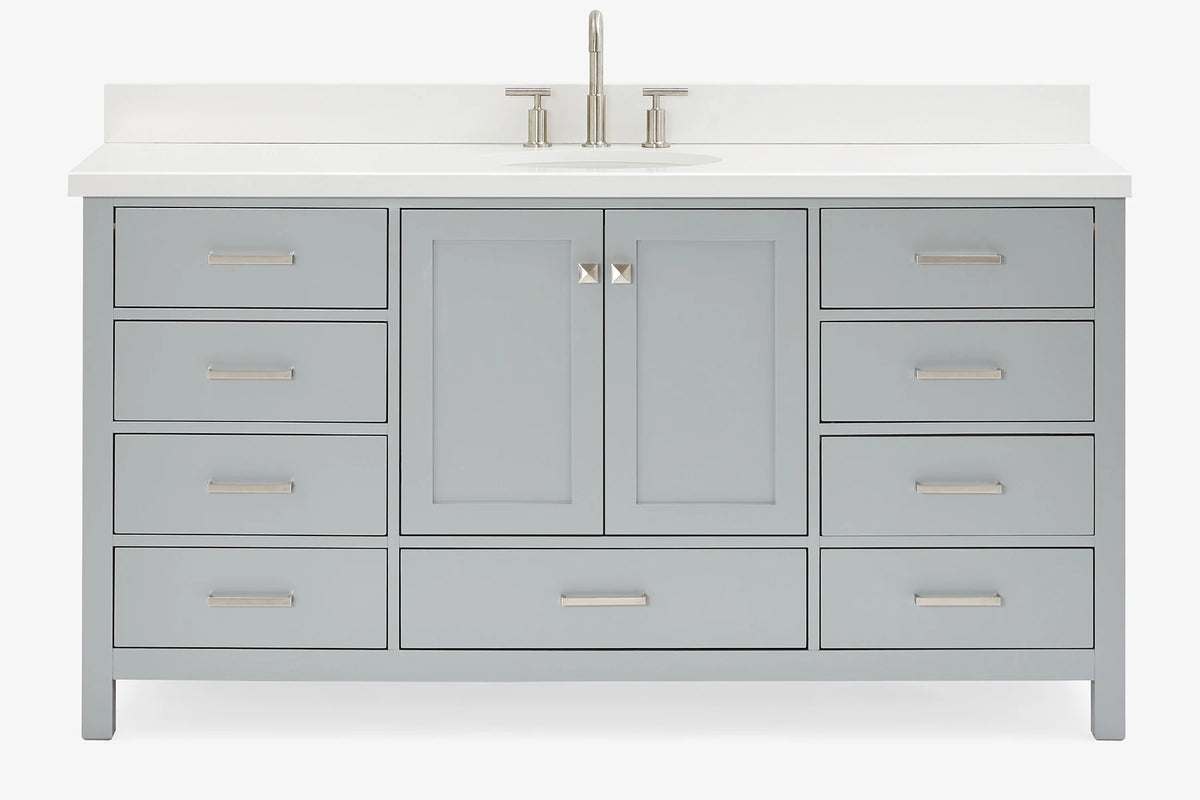 Ariel Cambridge (66" & 67") in single oval sink vanity with marble countertop (0.75" & 1.5").
