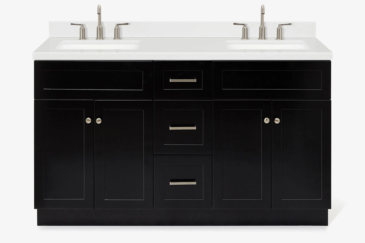 Ariel hamlet (60"& 61") double rectangle sink vanity with (0.75"& 1.5") countertop.