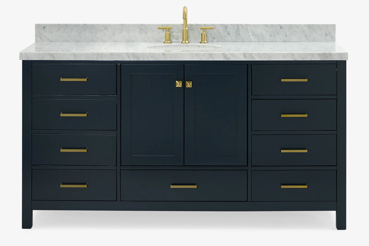 Ariel Cambridge (66" & 67") in single oval sink vanity with marble countertop (0.75" & 1.5").