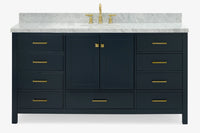 Ariel Cambridge (66" & 67") in single oval sink vanity with marble countertop (0.75" & 1.5").