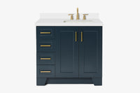 Ariel taylor (36"& 37") right offset single rectangle sink vanity with marble (0.75" & 1.5")countertop.