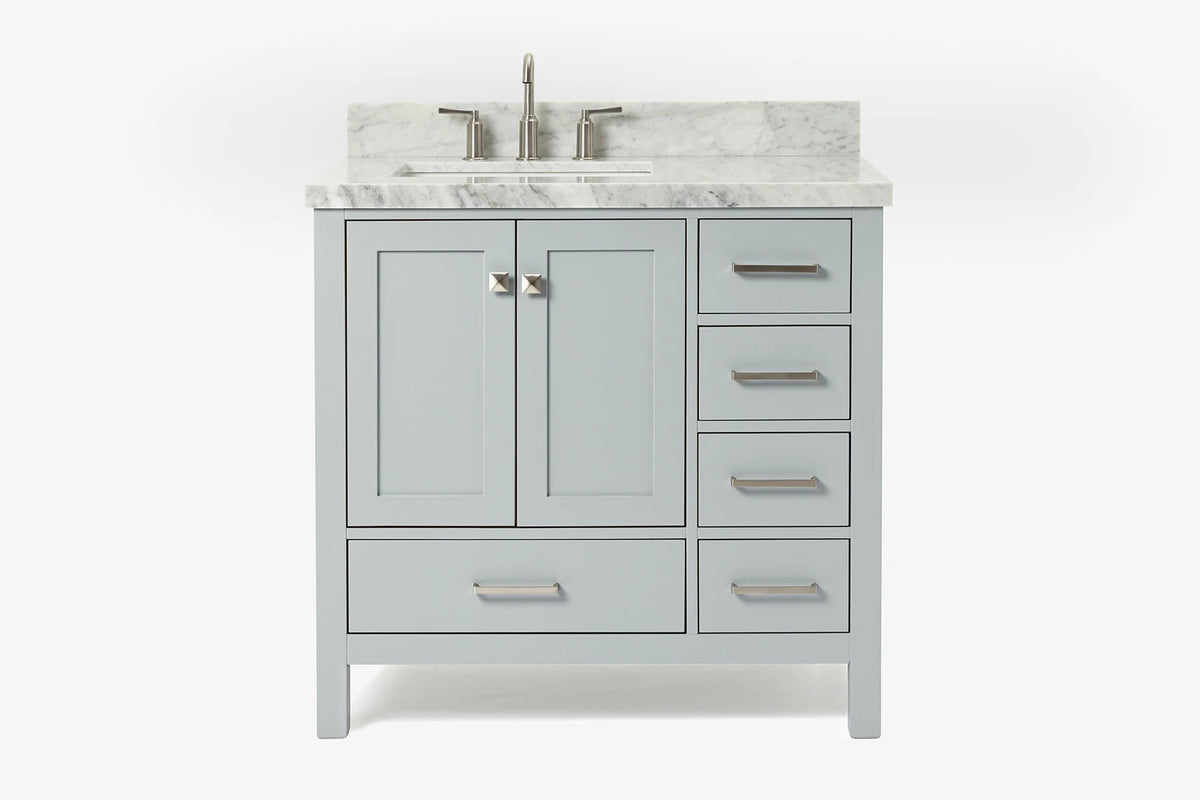 Ariel cambridge 36-37 in. left offset rectangle single sink vanity with (0.75,1.5,2) in countertop