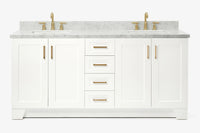 Ariel taylor (72"& 73") double rectangle sink vanity with marble (0.75" & 1.5") countertop.