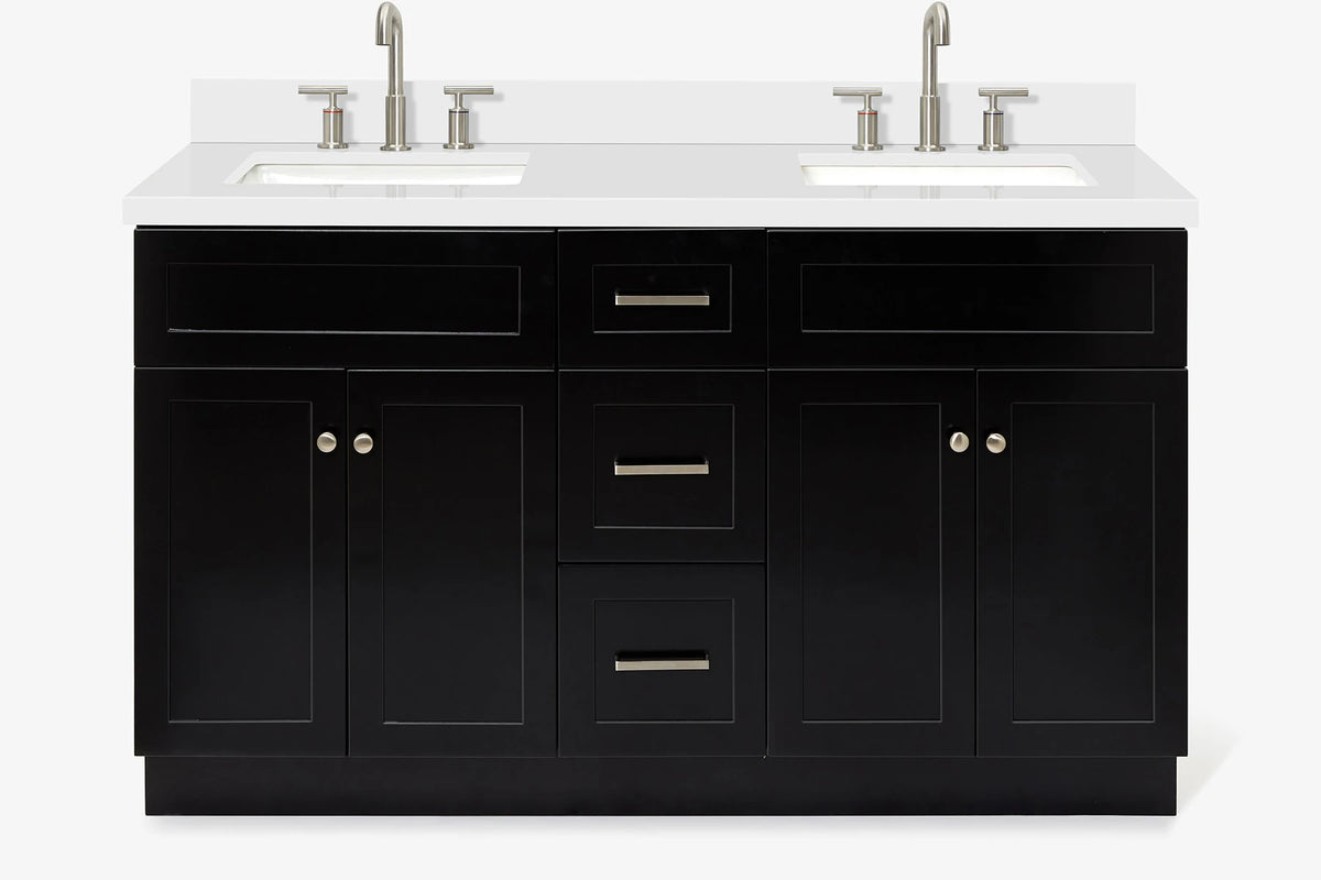 Ariel hamlet (60"& 61") double rectangle sink vanity with (0.75"& 1.5") countertop.
