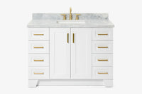 Ariel taylor (48"& 49") single rectangle sink vanity with marble (0.75" & 1.5") countertop.