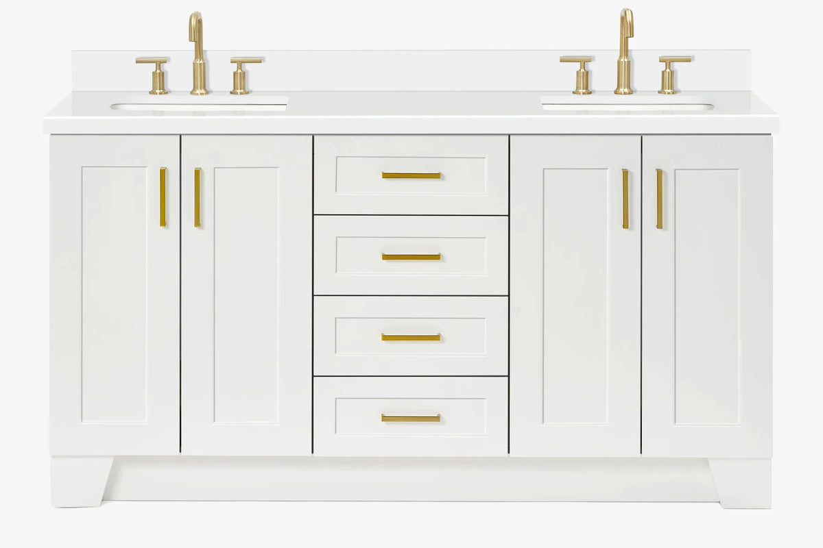 Ariel taylor (66"& 67") double rectangle sink vanity with marble countertop (0.75"& 1.5") edge.