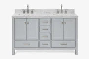 Ariel cambridge( 60 in , 61 in )  double rectangle sink vanity with Marble (0.75 in, 1.5 in, 2 in) countertop