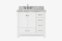 Ariel cambridge 36-37 in. left offset rectangle single sink vanity with (0.75,1.5,2) in countertop