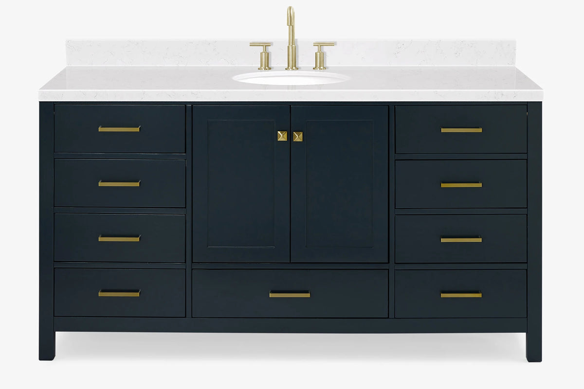 Ariel Cambridge (66" & 67") in single oval sink vanity with marble countertop (0.75" & 1.5").