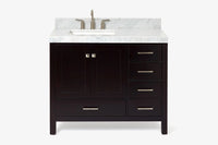 Ariel cambridge(42"& 43")left offset rectangle single sink vanity with marble (0.75",1.5"& 2") in countertop
