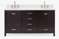 Ariel cambridge (66"&67") in double oval sink bathroom vanity with marble countertop (0.75" & 1.5").