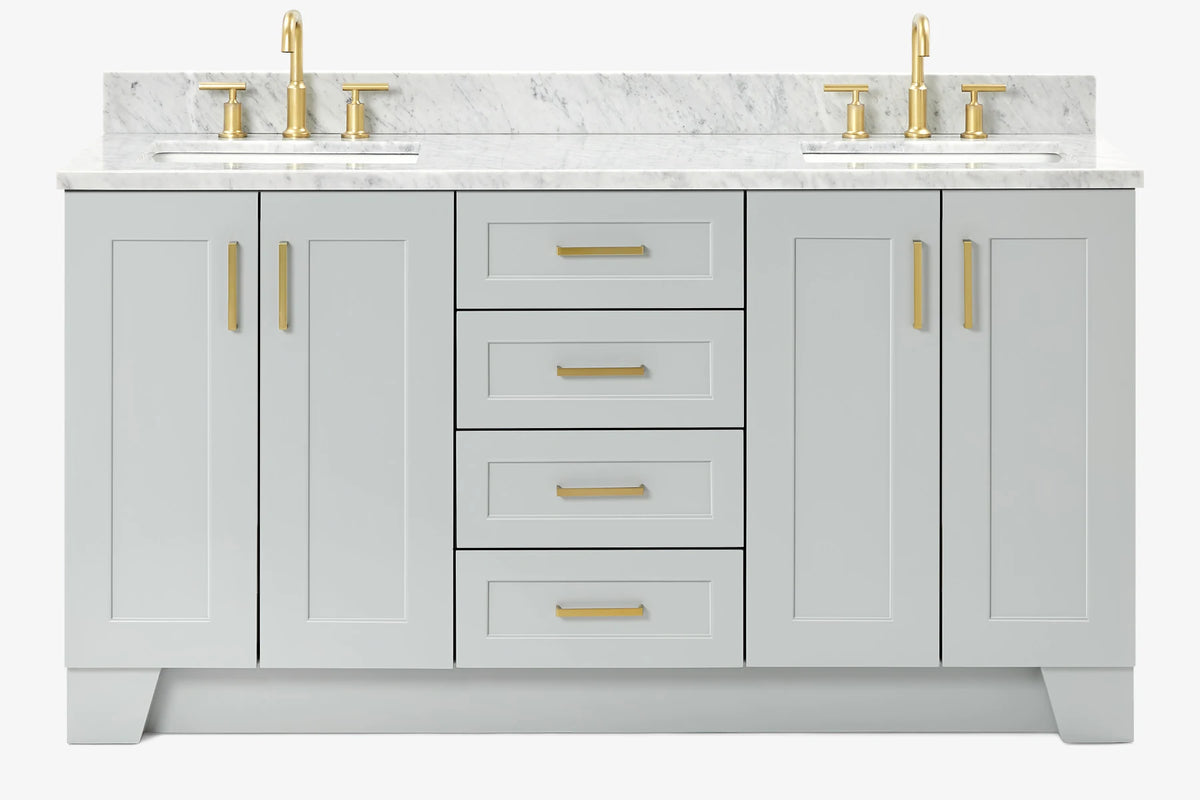 Ariel taylor (66"& 67") double rectangle sink vanity with marble countertop (0.75"& 1.5") edge.