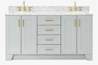 Ariel taylor (66"& 67") double rectangle sink vanity with marble countertop (0.75"& 1.5") edge.