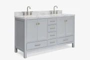 Ariel cambridge( 60 in , 61 in )  double rectangle sink vanity with Marble (0.75 in, 1.5 in, 2 in) countertop