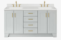 Ariel taylor (66"& 67") double rectangle sink vanity with marble countertop (0.75"& 1.5") edge.