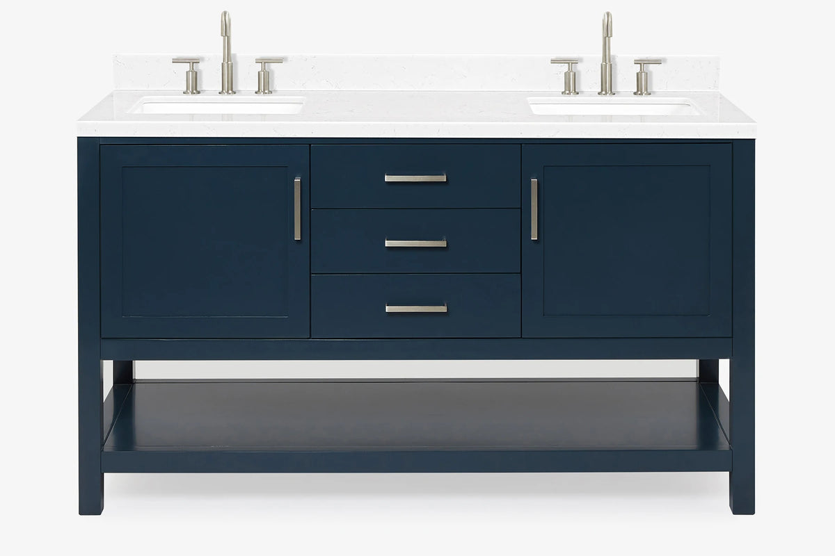 Ariel bayhill 60-61 in. double oval sink vanity with (0.75,1.5)  countertop