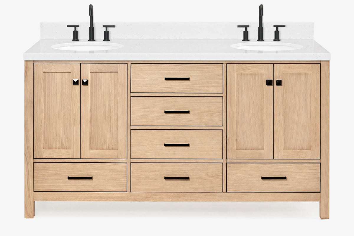 Ariel cambridge (66"&67") in double oval sink bathroom vanity with marble countertop (0.75" & 1.5").