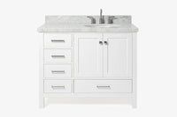 Ariel cambridge(42"&43") in. right offset oval single sink vanity with  marble (0.75",1.5"& 2") in countertop