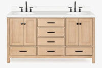 Ariel cambridge (66"&67") in double oval sink bathroom vanity with marble countertop (0.75" & 1.5").