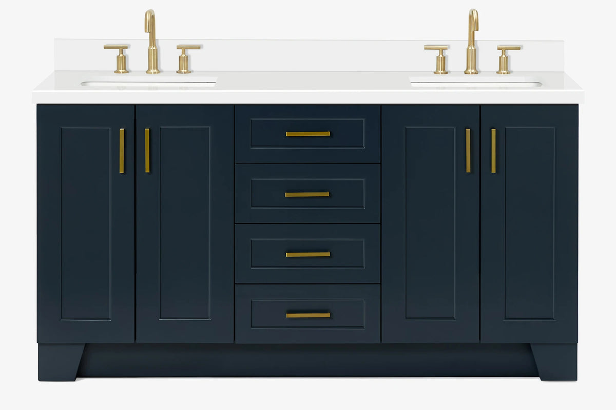 Ariel taylor (66"& 67") double rectangle sink vanity with marble countertop (0.75"& 1.5") edge.