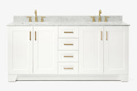 Ariel taylor (72"& 73") double rectangle sink vanity with marble (0.75" & 1.5") countertop.