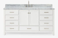 Ariel Cambridge (66" & 67") in single oval sink vanity with marble countertop (0.75" & 1.5").