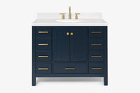 Ariel cambridge(42" & 43") single oval sink vanity with marble (0.75",1.5" & 2") in countertop