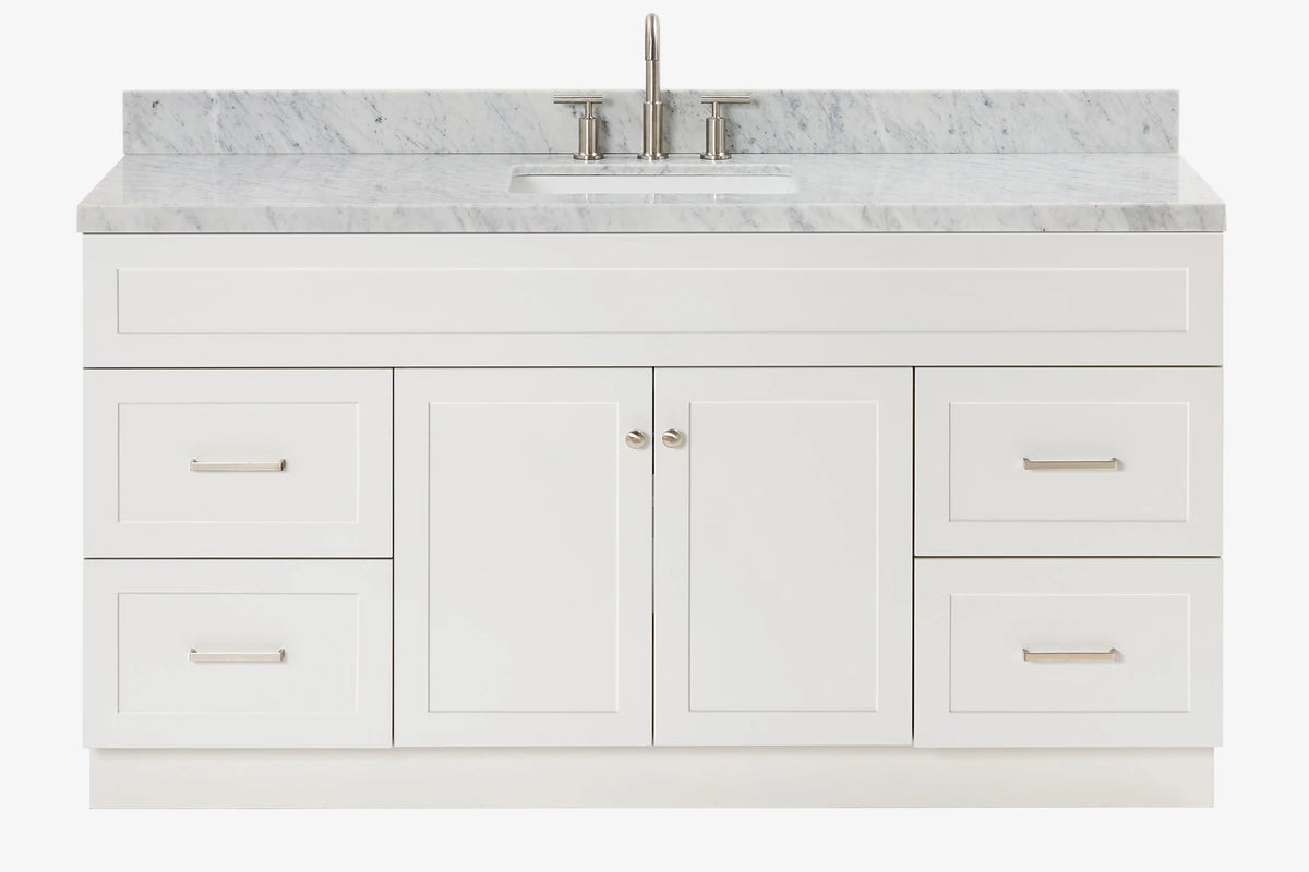 Ariel hamlet(66"&67") inch single rectangle sink vanity with marble countertop (0.75"&1.5") edge.