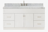 Ariel hamlet(66"&67") inch single rectangle sink vanity with marble countertop (0.75"&1.5") edge.