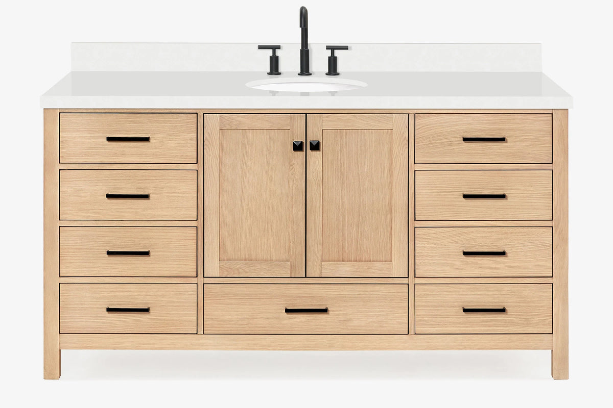 Ariel Cambridge (66" & 67") in single oval sink vanity with marble countertop (0.75" & 1.5").