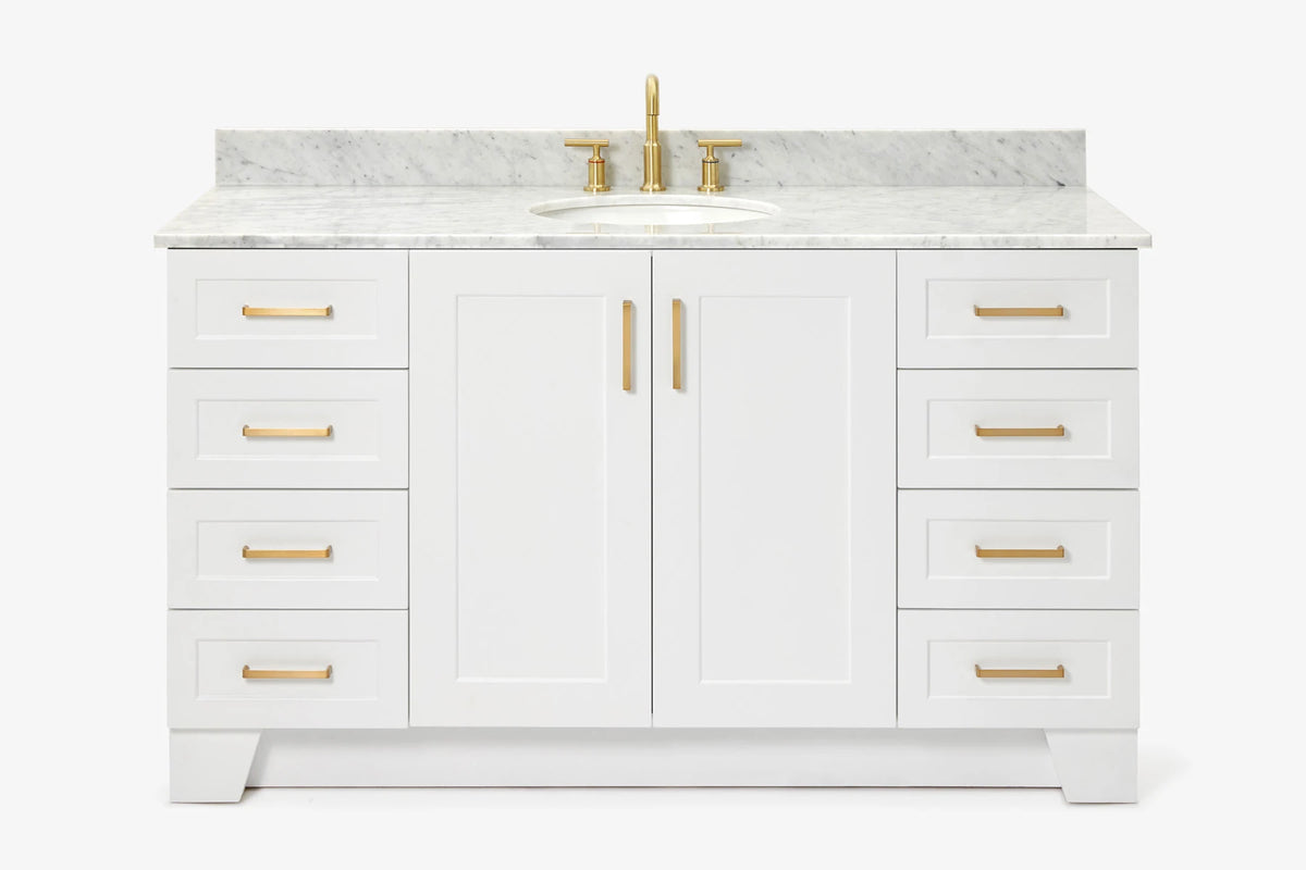 Ariel taylor (60"& 61")single oval sink vanity with marble (0.75"& 1.5") countertop.
