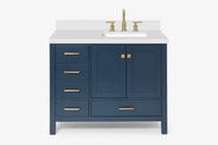 Ariel cambridge (43 inch, 42 inch) right offset single rectangular sink bathroom vanity with marble countertop (0.75 inch, 1.5 inch, 2 inch).