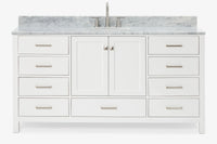 Ariel Cambridge (66" & 67") in single oval sink vanity with marble countertop (0.75" & 1.5").
