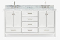 Ariel cambridge (66"&67") in double oval sink bathroom vanity with marble countertop (0.75" & 1.5").