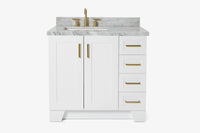 Ariel taylor (36"& 37") left offset single rectangle sink vanity with marble (0.75"& 1.5") countertop.