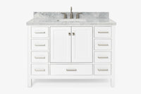 Ariel cambridge( 48"& 49") single rectangle sink  Bathroom vanity with carrara  marble (0.75 in, 1.5 in, 2 in) countertop