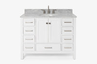 Ariel cambridge(42" & 43") single oval sink vanity with marble (0.75",1.5" & 2") in countertop