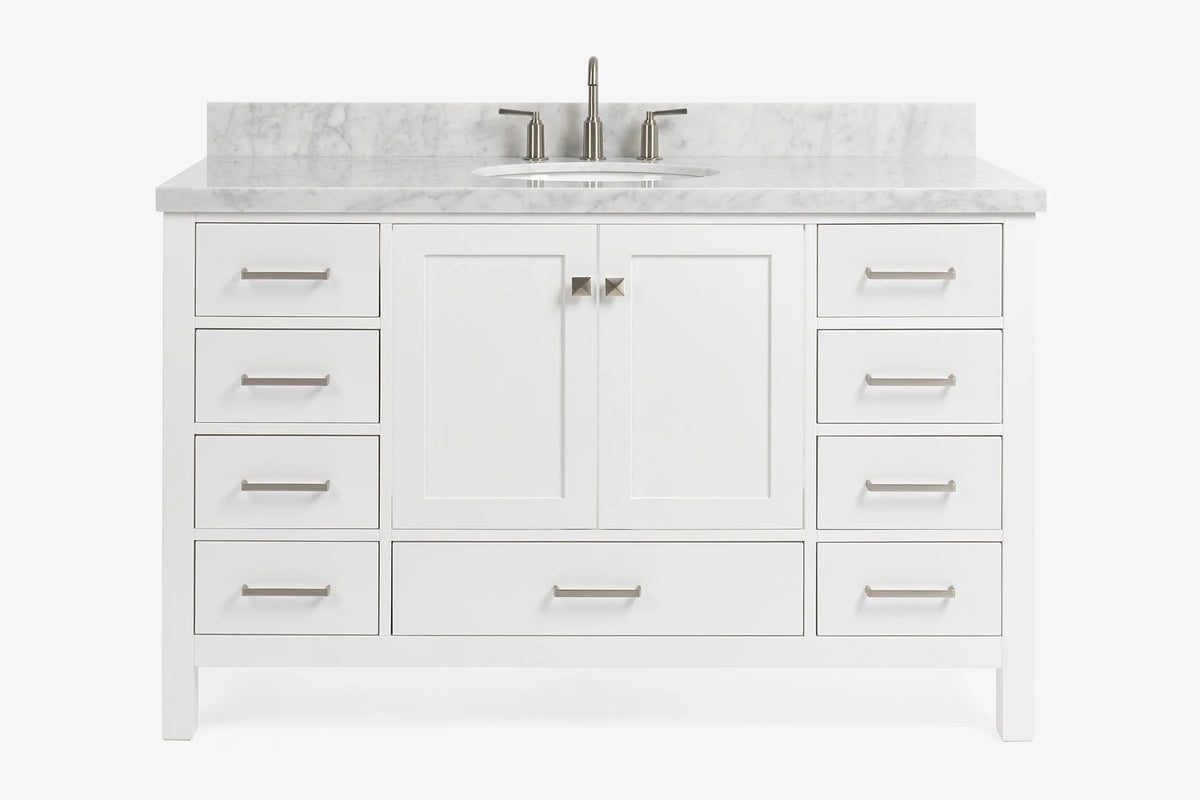 Ariel cambridge (54-55) in. single oval sink vanity with (0.75,1.5,2) in countertop