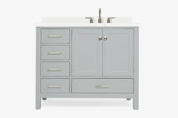 Ariel cambridge (43 inch, 42 inch) right offset single rectangular sink bathroom vanity with marble countertop (0.75 inch, 1.5 inch, 2 inch).