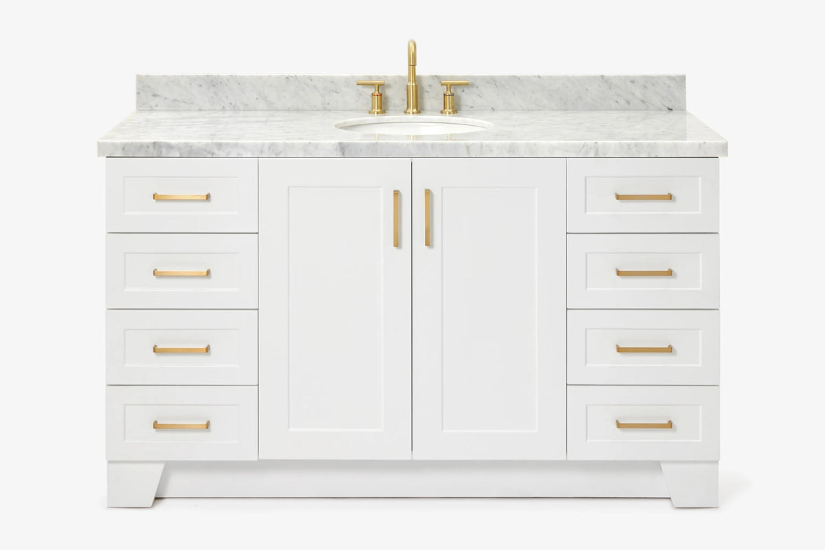 Ariel taylor (60"& 61")single oval sink vanity with marble (0.75"& 1.5") countertop.