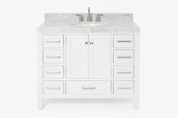 Ariel cambridge(42" & 43") single oval sink vanity with marble (0.75",1.5" & 2") in countertop