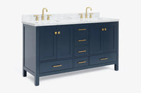 Ariel cambridge( 60 in , 61 in )  double rectangle sink vanity with Marble (0.75 in, 1.5 in, 2 in) countertop