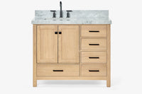 Ariel cambridge(42"& 43")left offset rectangle single sink vanity with marble (0.75",1.5"& 2") in countertop