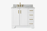 Ariel taylor (36"& 37") left offset single rectangle sink vanity with marble (0.75"& 1.5") countertop.