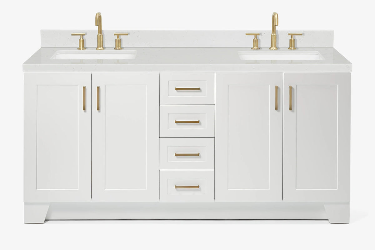 Ariel taylor (72"& 73") double rectangle sink vanity with marble (0.75" & 1.5") countertop.