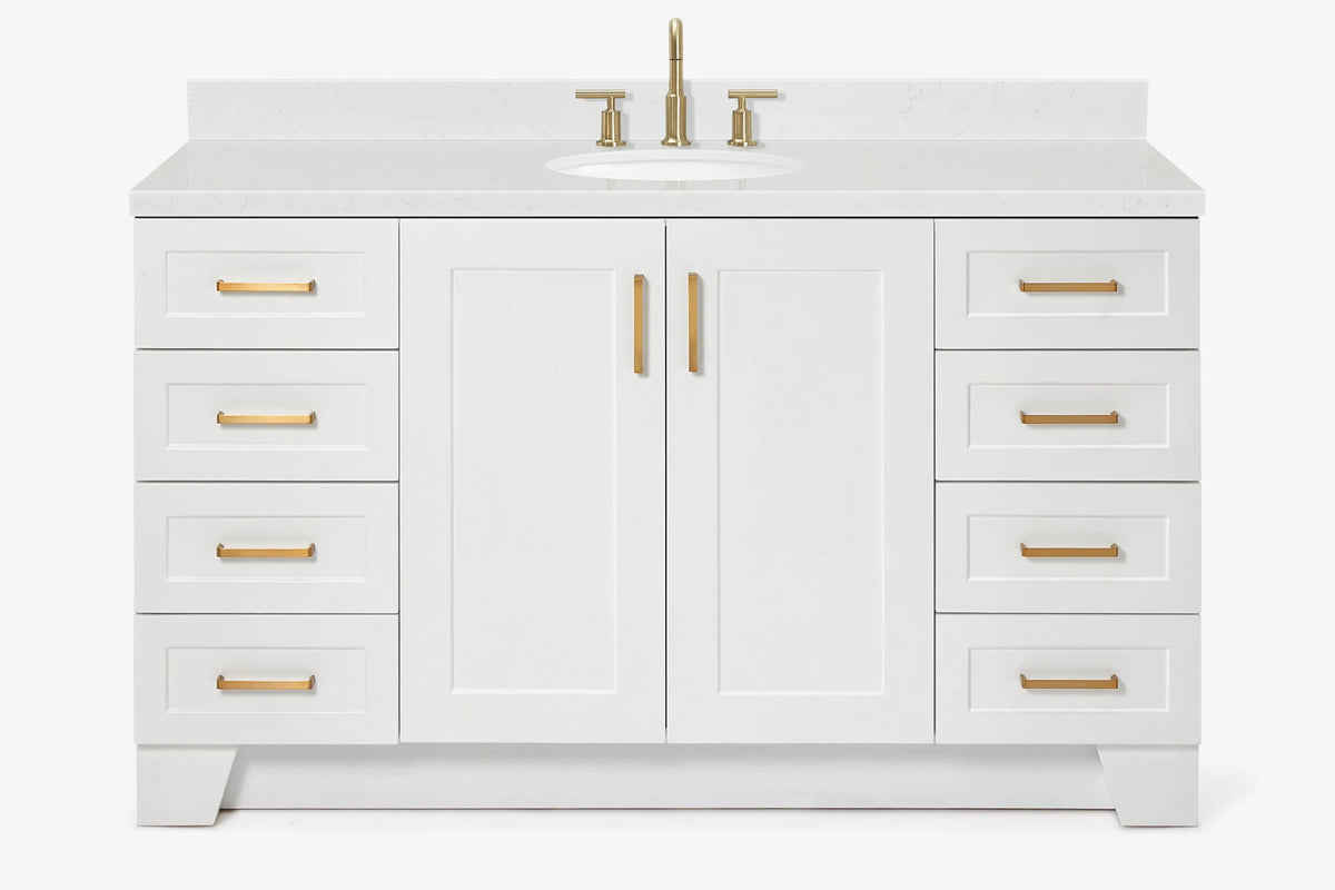 Ariel taylor (60"& 61")single oval sink vanity with marble (0.75"& 1.5") countertop.