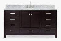 Ariel Cambridge (66" & 67") in single oval sink vanity with marble countertop (0.75" & 1.5").